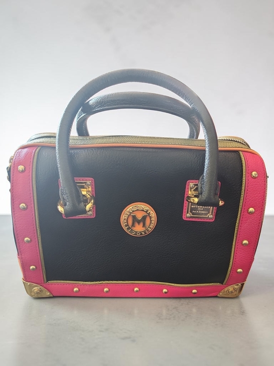 Metro City Handbags - Limited Edition Metro City Black & Pink Mixed Leathers Structure Boston Handbag